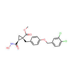 COC(=O)[C@@]1(Cc2ccc(OCc3ccc(Cl)c(Cl)c3)cc2)C[C@@H]1C(=O)NO ZINC000029135180