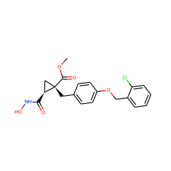 COC(=O)[C@@]1(Cc2ccc(OCc3ccccc3Cl)cc2)C[C@@H]1C(=O)NO ZINC000029135126
