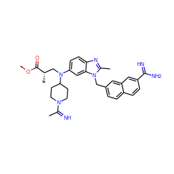 COC(=O)[C@@H](C)CN(c1ccc2nc(C)n(Cc3ccc4ccc(C(=N)N)cc4c3)c2c1)C1CCN(C(C)=N)CC1 ZINC000028022557