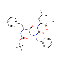 COC(=O)[C@@H](CC(C)C)NC(=O)N(Cc1ccccc1)C[C@@H](O)[C@@H](Cc1ccccc1)NC(=O)OC(C)(C)C ZINC000036175867