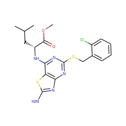 COC(=O)[C@@H](CC(C)C)Nc1nc(SCc2ccccc2Cl)nc2nc(N)sc12 ZINC000095601911