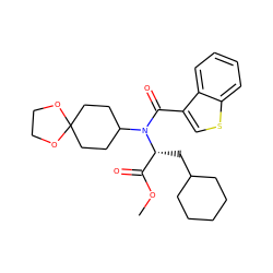 COC(=O)[C@@H](CC1CCCCC1)N(C(=O)c1csc2ccccc12)C1CCC2(CC1)OCCO2 ZINC000040395312