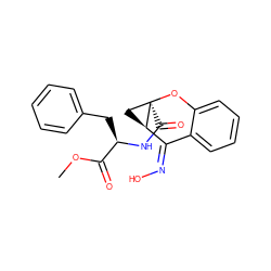COC(=O)[C@@H](Cc1ccccc1)NC(=O)[C@@]12C[C@@H]1/C(=N\O)c1ccccc1O2 ZINC000013835167