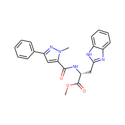 COC(=O)[C@@H](Cc1nc2ccccc2[nH]1)NC(=O)c1cc(-c2ccccc2)nn1C ZINC000045353521