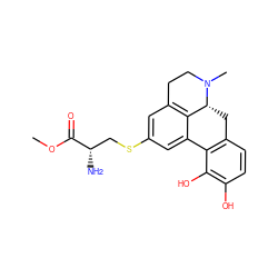 COC(=O)[C@@H](N)CSc1cc2c3c(c1)-c1c(ccc(O)c1O)C[C@H]3N(C)CC2 ZINC000072105046