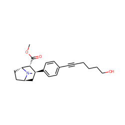 COC(=O)[C@@H]1[C@@H](c2ccc(C#CCCCCO)cc2)C[C@H]2CC[C@H]1N2C ZINC000100921406