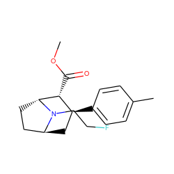 COC(=O)[C@@H]1[C@@H](c2ccc(C)cc2)C[C@H]2CC[C@H]1N2CCF ZINC000261095766