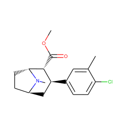 COC(=O)[C@@H]1[C@@H](c2ccc(Cl)c(C)c2)C[C@H]2CC[C@H]1N2C ZINC000100801566