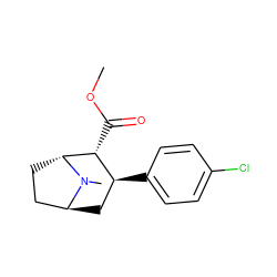 COC(=O)[C@@H]1[C@@H](c2ccc(Cl)cc2)C[C@H]2CC[C@H]1N2C ZINC000100739547