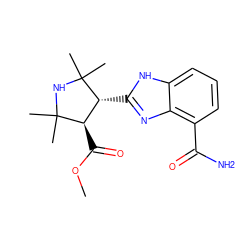 COC(=O)[C@@H]1[C@@H](c2nc3c(C(N)=O)cccc3[nH]2)C(C)(C)NC1(C)C ZINC000040428756