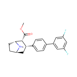 COC(=O)[C@@H]1[C@H](c2ccc(-c3cc(F)cc(F)c3)cc2)C[C@H]2CC[C@H]1N2C ZINC000101033913