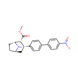 COC(=O)[C@@H]1[C@H](c2ccc(-c3ccc([N+](=O)[O-])cc3)cc2)C[C@H]2CC[C@H]1N2C ZINC000100862077