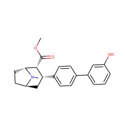 COC(=O)[C@@H]1[C@H](c2ccc(-c3cccc(O)c3)cc2)C[C@H]2CC[C@H]1N2C ZINC000100801932