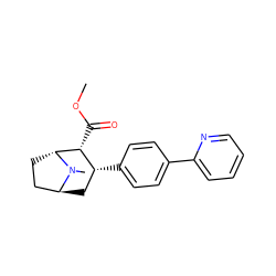 COC(=O)[C@@H]1[C@H](c2ccc(-c3ccccn3)cc2)C[C@H]2CC[C@H]1N2C ZINC000100061079