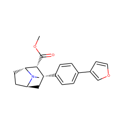 COC(=O)[C@@H]1[C@H](c2ccc(-c3ccoc3)cc2)C[C@H]2CC[C@H]1N2C ZINC000101035237