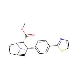 COC(=O)[C@@H]1[C@H](c2ccc(-c3nccs3)cc2)C[C@H]2CC[C@H]1N2C ZINC000101062082