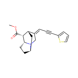 COC(=O)[C@@H]1[C@H]2C[C@H]3CC[C@H]1N3C/C2=C\C#Cc1cccs1 ZINC000253681630