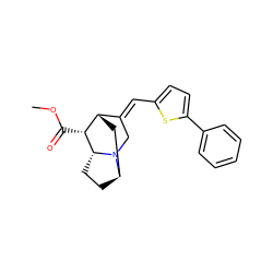 COC(=O)[C@@H]1[C@H]2C[C@H]3CC[C@H]1N3C/C2=C\c1ccc(-c2ccccc2)s1 ZINC000253752235