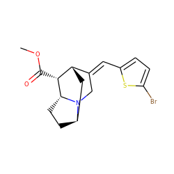 COC(=O)[C@@H]1[C@H]2C[C@H]3CC[C@H]1N3C/C2=C\c1ccc(Br)s1 ZINC000253687843