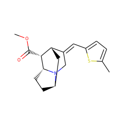 COC(=O)[C@@H]1[C@H]2C[C@H]3CC[C@H]1N3C/C2=C\c1ccc(C)s1 ZINC000253637325