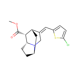 COC(=O)[C@@H]1[C@H]2C[C@H]3CC[C@H]1N3C/C2=C\c1ccc(Cl)s1 ZINC000253636044