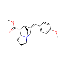 COC(=O)[C@@H]1[C@H]2C[C@H]3CC[C@H]1N3C/C2=C\c1ccc(OC)cc1 ZINC000253632593