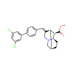 COC(=O)[C@@H]1[C@H]2CC[C@H]3CC[C@H]1N(C/C2=C\c1ccc(-c2cc(Cl)cc(Cl)c2)cc1)C3 ZINC000253688692