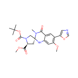 COC(=O)[C@@H]1C[C@@]2(CN1C(=O)OC(C)(C)C)Nc1cc(OC)c(-c3cnco3)cc1C(=O)N2C ZINC000028529889