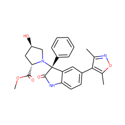 COC(=O)[C@@H]1C[C@@H](O)CN1[C@@]1(c2ccccc2)C(=O)Nc2ccc(-c3c(C)noc3C)cc21 ZINC001772631510