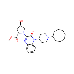 COC(=O)[C@@H]1C[C@@H](O)CN1c1nc2ccccc2n(C2CCN(C3CCCCCCC3)CC2)c1=O ZINC000114765598