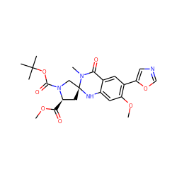 COC(=O)[C@@H]1C[C@]2(CN1C(=O)OC(C)(C)C)Nc1cc(OC)c(-c3cnco3)cc1C(=O)N2C ZINC000028529574