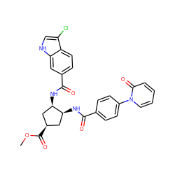 COC(=O)[C@@H]1C[C@H](NC(=O)c2ccc(-n3ccccc3=O)cc2)[C@H](NC(=O)c2ccc3c(Cl)c[nH]c3c2)C1 ZINC000028826196