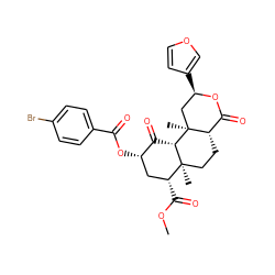 COC(=O)[C@@H]1C[C@H](OC(=O)c2ccc(Br)cc2)C(=O)[C@H]2[C@@]1(C)CC[C@H]1C(=O)O[C@H](c3ccoc3)C[C@]21C ZINC000029055411