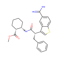 COC(=O)[C@@H]1CCCC[C@@H]1NC(=O)[C@@H](Cc1ccccc1)c1csc2ccc(C(=N)N)cc12 ZINC000014951018