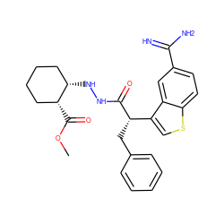 COC(=O)[C@@H]1CCCC[C@@H]1NNC(=O)[C@@H](Cc1ccccc1)c1csc2ccc(C(=N)N)cc12 ZINC000028351374