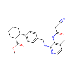 COC(=O)[C@@H]1CCCC[C@@H]1c1ccc(CNc2nccc(C)c2NC(=O)CC#N)cc1 ZINC000028347341