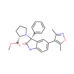 COC(=O)[C@@H]1CCCN1[C@]1(c2ccccc2)C(=O)Nc2ccc(-c3c(C)noc3C)cc21 ZINC001772574573