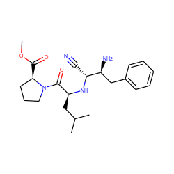 COC(=O)[C@@H]1CCCN1C(=O)[C@H](CC(C)C)N[C@H](C#N)[C@@H](N)Cc1ccccc1 ZINC000029254846