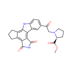 COC(=O)[C@@H]1CCCN1CC(=O)c1ccc2[nH]c3c4c(c5c(c3c2c1)C(=O)NC5=O)CCC4 ZINC000073224526