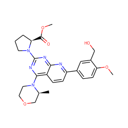 COC(=O)[C@@H]1CCCN1c1nc(N2CCOC[C@@H]2C)c2ccc(-c3ccc(OC)c(CO)c3)nc2n1 ZINC000138599965