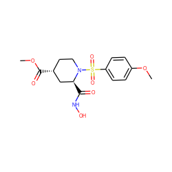 COC(=O)[C@@H]1CCN(S(=O)(=O)c2ccc(OC)cc2)[C@@H](C(=O)NO)C1 ZINC000013441654