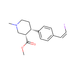 COC(=O)[C@@H]1CN(C)CC[C@@H]1c1ccc(/C=C\I)cc1 ZINC000034892347