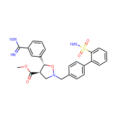 COC(=O)[C@@H]1CN(Cc2ccc(-c3ccccc3S(N)(=O)=O)cc2)O[C@H]1c1cccc(C(=N)N)c1 ZINC000028225901