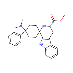 COC(=O)[C@@H]1Cc2c([nH]c3ccccc23)C2(CCC(c3ccccc3)(N(C)C)CC2)N1 ZINC000115806066