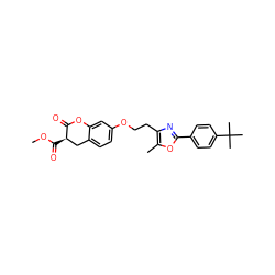 COC(=O)[C@@H]1Cc2ccc(OCCc3nc(-c4ccc(C(C)(C)C)cc4)oc3C)cc2OC1=O ZINC000040379761