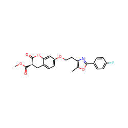 COC(=O)[C@@H]1Cc2ccc(OCCc3nc(-c4ccc(F)cc4)oc3C)cc2OC1=O ZINC000040828081