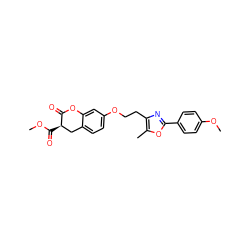 COC(=O)[C@@H]1Cc2ccc(OCCc3nc(-c4ccc(OC)cc4)oc3C)cc2OC1=O ZINC000040862991