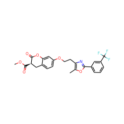 COC(=O)[C@@H]1Cc2ccc(OCCc3nc(-c4cccc(C(F)(F)F)c4)oc3C)cc2OC1=O ZINC000040918276