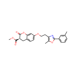 COC(=O)[C@@H]1Cc2ccc(OCCc3nc(-c4cccc(C)c4)oc3C)cc2OC1=O ZINC000040915933