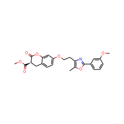 COC(=O)[C@@H]1Cc2ccc(OCCc3nc(-c4cccc(OC)c4)oc3C)cc2OC1=O ZINC000040392810